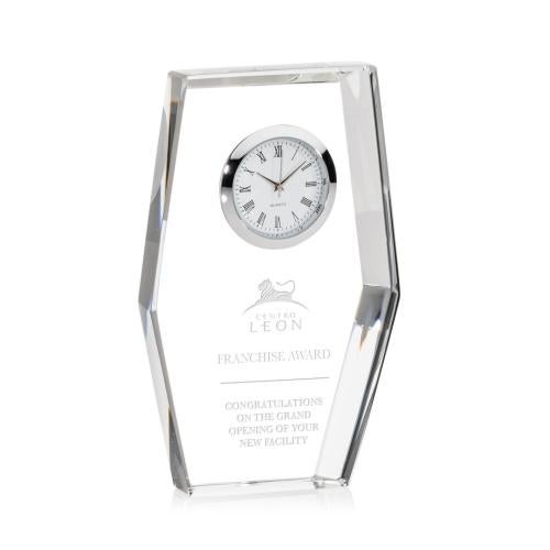 Crystal Clocks - Hexagonal Crystal Desk Clock with Roman Dial