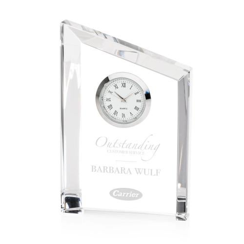 Crystal Clocks - Elegant Slanted Crystal Desk Clock