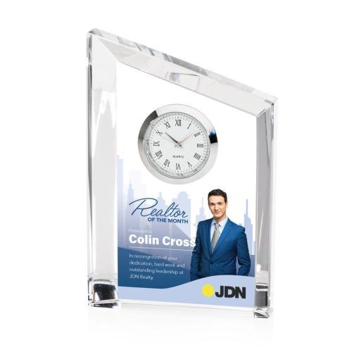 Trophies - Corporate Awards - Crystal Clocks - Elegant Zoya Crystal Desk Clock