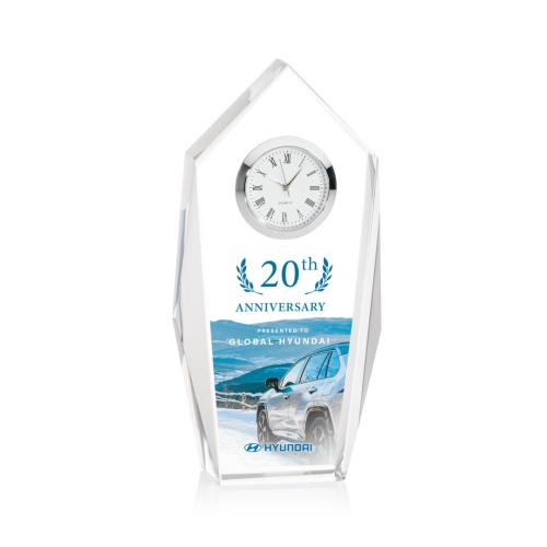Trophies - Corporate Awards - Crystal Clocks - Elegant Mesa Crystal Clock with VividPrint