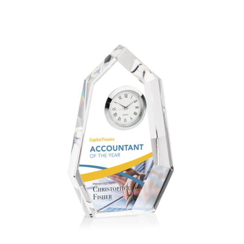 Trophies - Corporate Awards - Crystal Clocks - Carla VividPrint Crystal Desk Clock