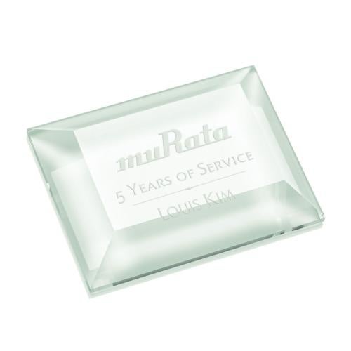 Personalized Gifts - Elegant Crystal Paperweight - Deep Etch Design