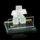 Sure! Here's a suitable product title:

Frosted Glass Inukshuk Card Holder