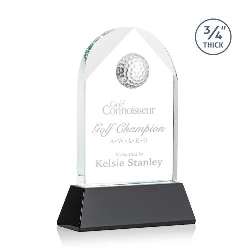 Trophies - Golf Awards and Trophies - Starfire Crystal Golf Award with Black Base