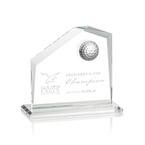 Trophies - Golf Awards and Trophies - 3D Crystal Golf Trophy in Starfire Glass