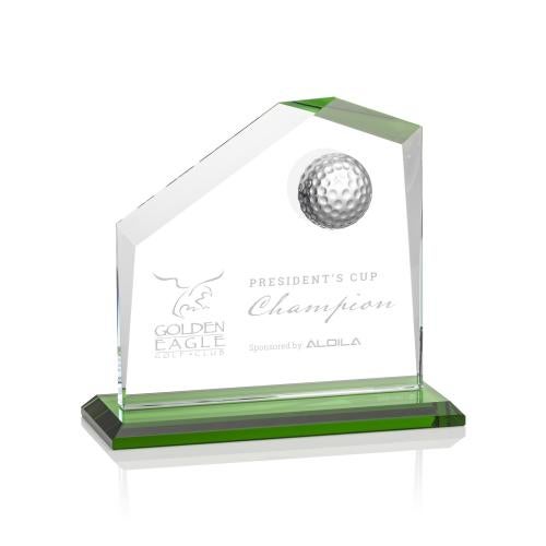 Trophies - Golf Awards and Trophies - Green Globe Golf Trophy - Elegant Crystal Award
