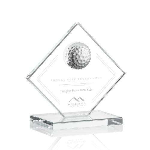 Trophies - Golf Awards and Trophies - Golf Award with 3D Crystal Ball - 3 Sizes