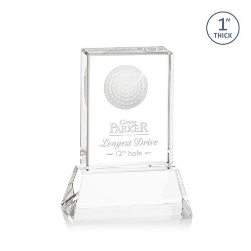 Crystal Golf Award with 3D Ball Design Trophies - Golf Awards and Trophies - Crystal Golf Award with 3D Ball Design