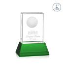 Golf Crystal Award with 3D Ball on Green Base