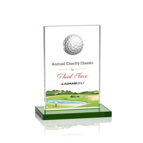 Trophies - Golf Awards and Trophies - Full Color 3D Golf Globe Award on Green Base