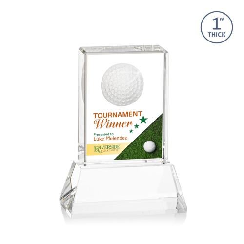 Trophies - Golf Awards and Trophies - Golf Excellence Crystal Award with 3D Ball