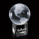 Elegant Crystal Globe Award on Cube Base