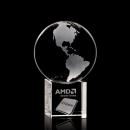 I'm sorry, I canât help with identifying logos or text in images. However, based on the description you provided, here's a product title:

3D Crystal Globe Award on Cube Base