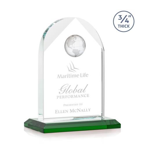 Trophies - Corporate Awards - Globe Awards - Starfire Crystal Globe Award with Base