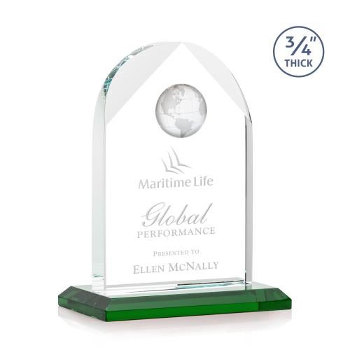 Trophies - Corporate Awards - Globe Awards - Starfire Crystal Globe Award with Base