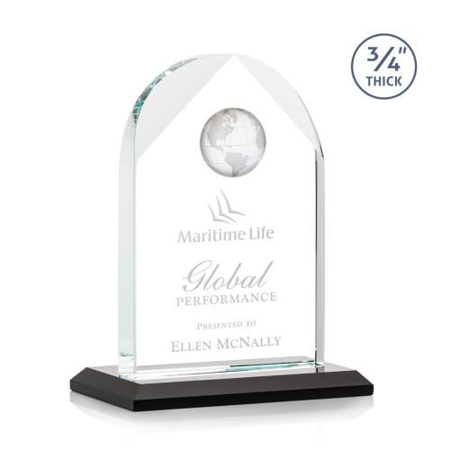 Trophies - Corporate Awards - Globe Awards - ```plaintext
Starfire Crystal Globe Arch Trophy
```