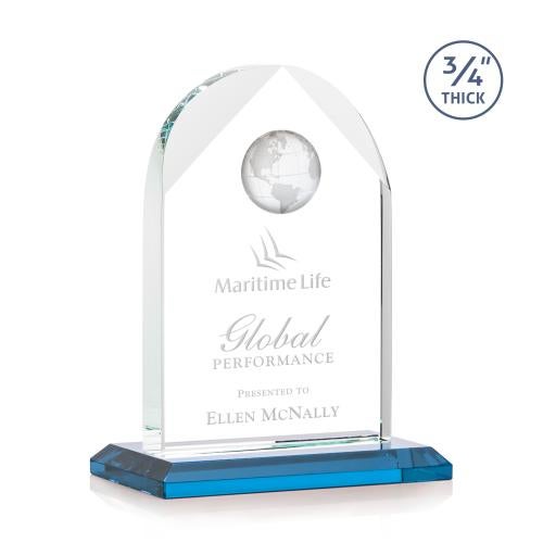 Starfire Globe Arch Crystal Award Trophies - Corporate Awards - Globe Awards - Starfire Globe Arch Crystal Award