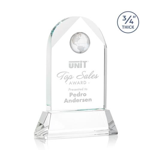 Trophies - Corporate Awards - Globe Awards - Starfire Globe Award with Arch Crystal Base