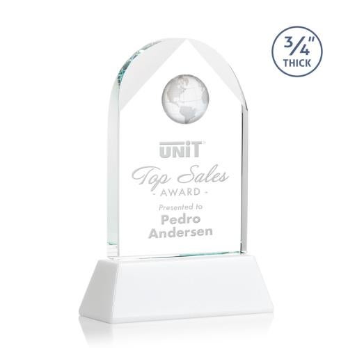 Trophies - Corporate Awards - Globe Awards - Optical Crystal Globe Arch Award