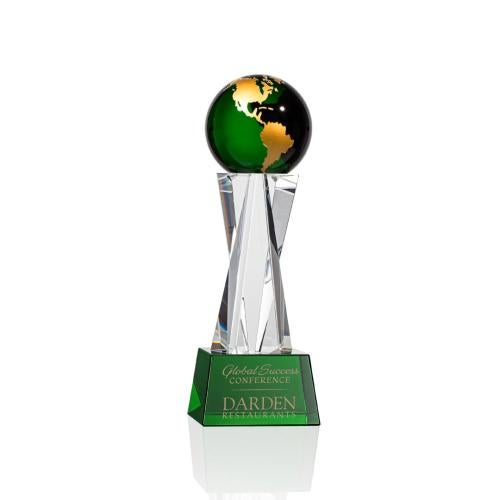 Trophies - Corporate Awards - Globe Awards - Emerald Crystal Globe Award - Personalized