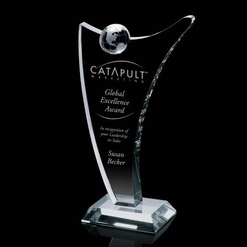 Crystal Globe Elegance Award - Customizable Trophies - Corporate Awards - Globe Awards - Crystal Globe Elegance Award - Customizable