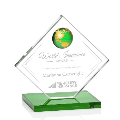 Elegant Globe Diamond Etched Award Trophies - Corporate Awards - Globe Awards - Elegant Globe Diamond Etched Award