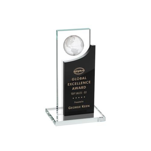 Trophies - Corporate Awards - Globe Awards - Sherwood Crystal Globe Award - 4 Colors Available