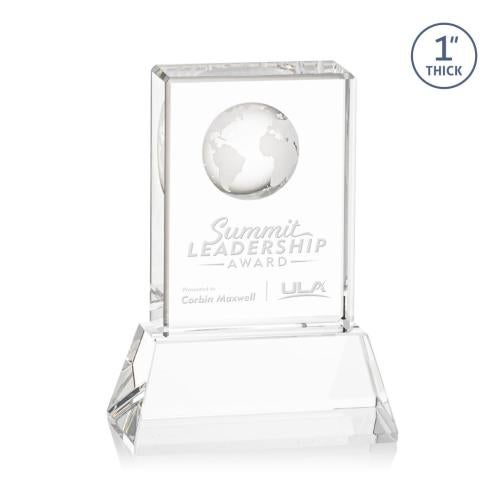 Trophies - Corporate Awards - Globe Awards - Crystal Globe Award with Base