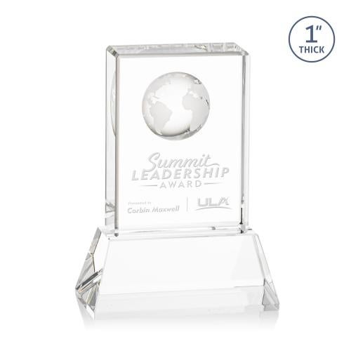 Trophies - Corporate Awards - Globe Awards - Crystal Globe Award with Base