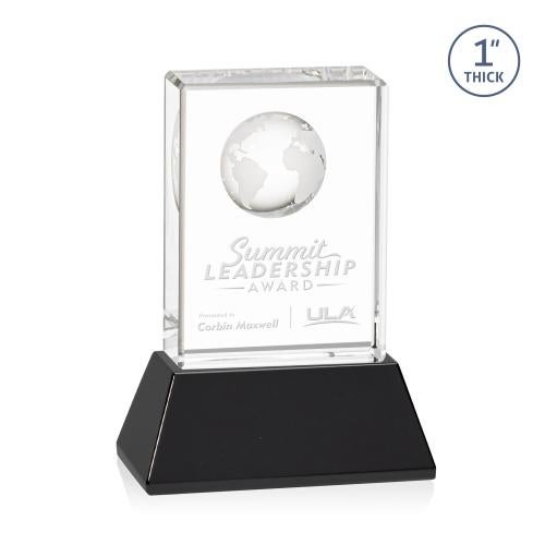 Trophies - Corporate Awards - Globe Awards - Optical Crystal Globe Award with Base