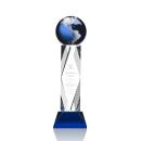 Blue Crystal Globe Award with Silver Accents