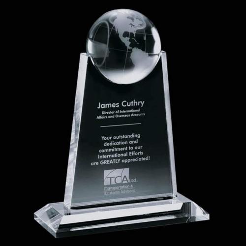 Trophies - Corporate Awards - Globe Awards - Optical Crystal Globe Award