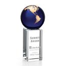 Blue/Gold Crystal Globe Award - Customizable