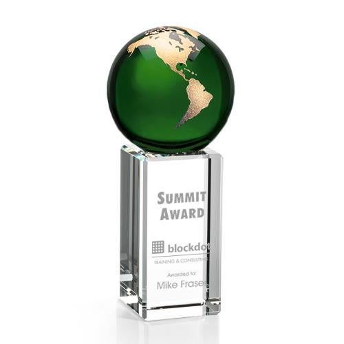 Trophies - Corporate Awards - Globe Awards - Green Globe Crystal Award - Elegant Design