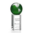Luz Crystal Globe Award - Green/Silver Finish