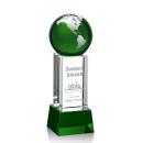 Green Globe Crystal Award with Base