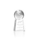 Optical Crystal Globe Award with Tall Base