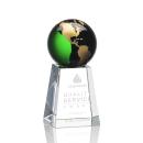 Crystal Globe Award with Green and Gold Accents