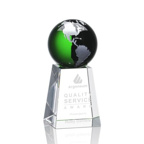 Trophies - Corporate Awards - Globe Awards - Emerald Globe Crystal Award on Celestina Base
