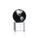 Elegant Crystal Globe Award - Black/Silver Design