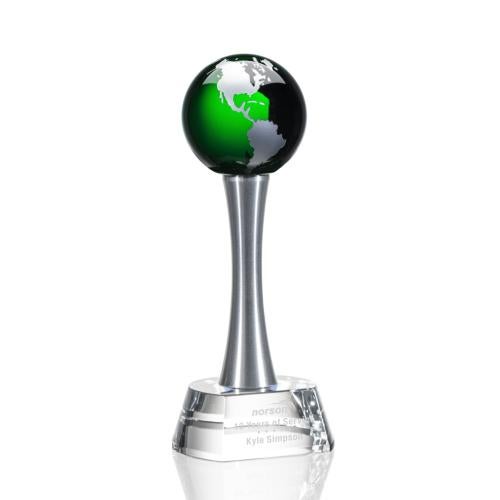 Global Recognition Green Crystal Globe Award Trophies - Corporate Awards - Globe Awards - Global Recognition Green Crystal Globe Award