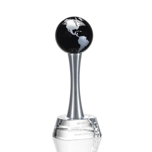 Trophies - Corporate Awards - Globe Awards - Willshire Black Globe Crystal Award