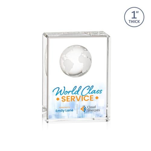 Trophies - Corporate Awards - Globe Awards - Sure! Here's a suitable product title:

**VividPrint Crystal Globe Award**
