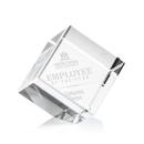 Elegant Crystal Cube Paperweight & Award