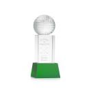 Golf Ball Crystal Award on Green Base