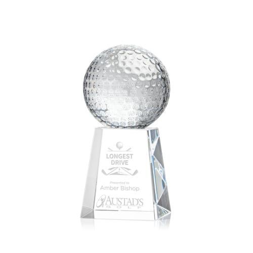 Elegant Crystal Golf Award with Customizable Base Trophies - Golf Awards and Trophies - Elegant Crystal Golf Award with Customizable Base