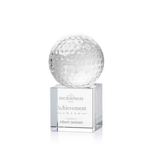 Optical Crystal Golf Award on Granby Base Trophies - Golf Awards and Trophies - Optical Crystal Golf Award on Granby Base