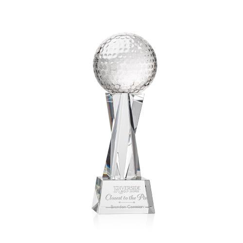 Trophies - Golf Awards and Trophies - Optical Crystal Golf Ball Award on Base