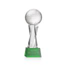 Optical Crystal Golf Ball Trophy on Green Base