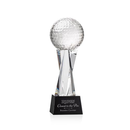 Trophies - Golf Awards and Trophies - Optical Crystal Golf Ball Award on Base